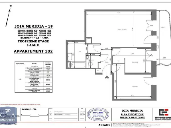 Appartement 3 pièces 69 m²