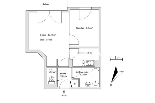 Appartement 2 pièces 30 m²