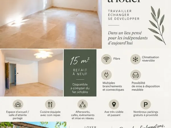 Bureau professionnel 15 m² rénové - Mouriès centre - 350