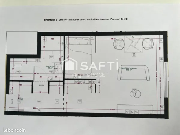Studio 1 pièce 31 m²