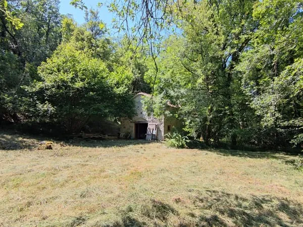 Terrain 6,3 ha boisé avec une petite grange et une cabane en bois en zone naturelle, non constructib