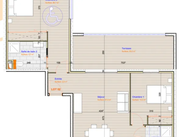 Appartement 3 pièces 84 m²