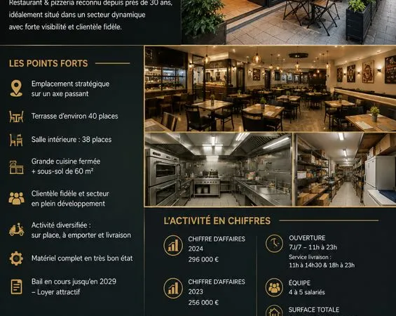 A vendre fond de commerce restaurant pizzeria