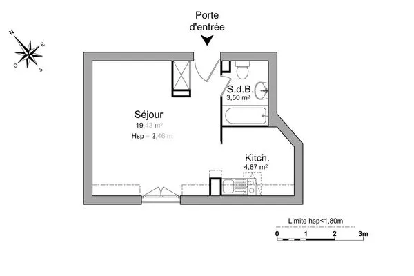 Appartement 1 pièce 28 m²