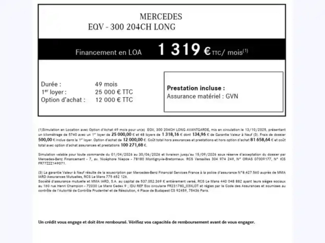 Mercedes Classe V 300 long 204ch 7 places 90kwh — photo 11