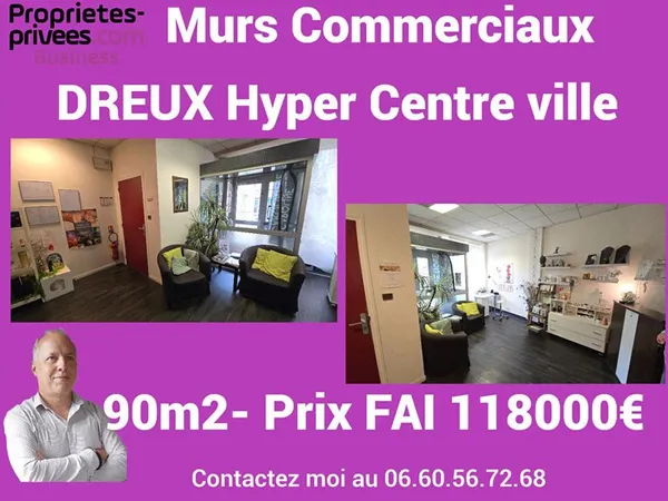 DREUX 28100 - Murs commerciaux, local 90 m² , CENTRE VILLE