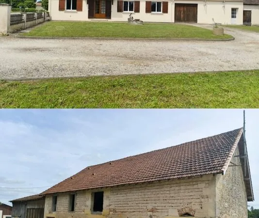 MAISON 126 m² AVEC GRANGE DE 240 m² sur 3165m2 de terrain plat