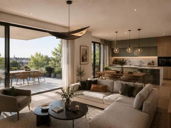4 PIECES, JARDIN + PARKING