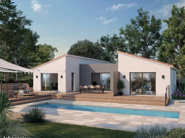 Maison contemporaine de plain-pied 110 m² à Narbonne avec terrain viabilisé de 605 m², 3 chambres et