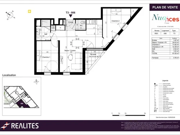 APPARTEMENT 3 PIECES EN REZ-DE-CHAUSSEE TOURS (37100)