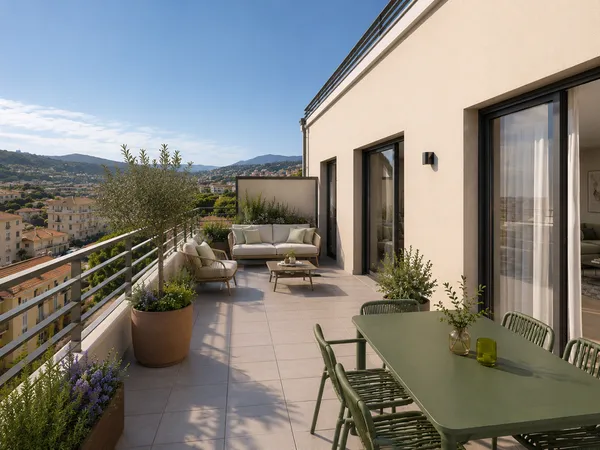 CAGNES-SUR-MER : PROXIMITE COMMERCES ET GRANDS AXES : BEAU 3 PIECES EN DERNIER ETAGE - TERRASSE DE 7