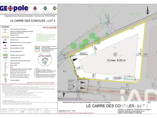 Terrain 733 m²