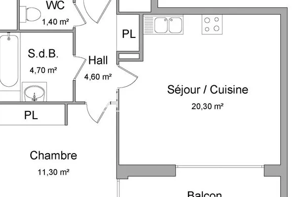 Appartement 2 pièces 42 m²