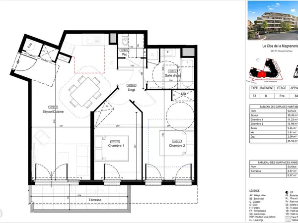 Studio 3 pièces 66 m²