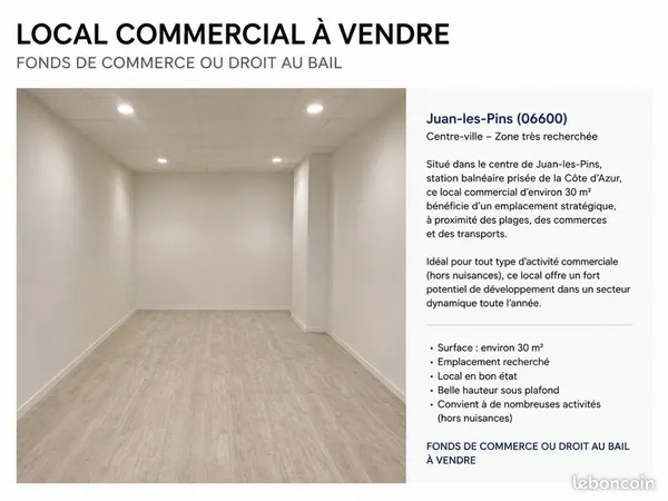 Local commercial/fond de commerce ou droit de bail