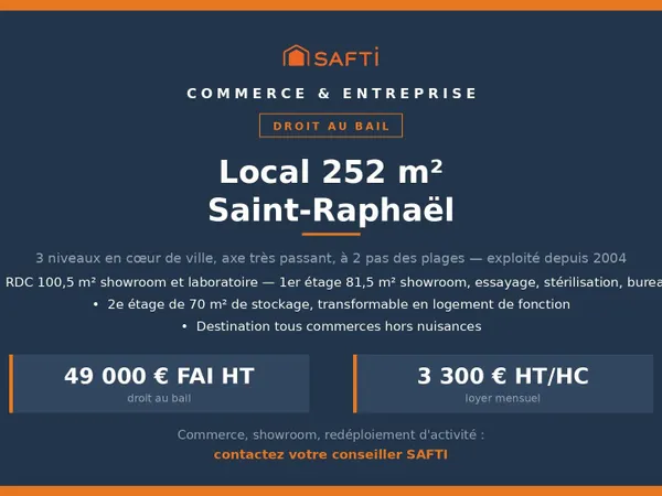 Droit au bail 252 m² en coeur de Saint-Raphaël