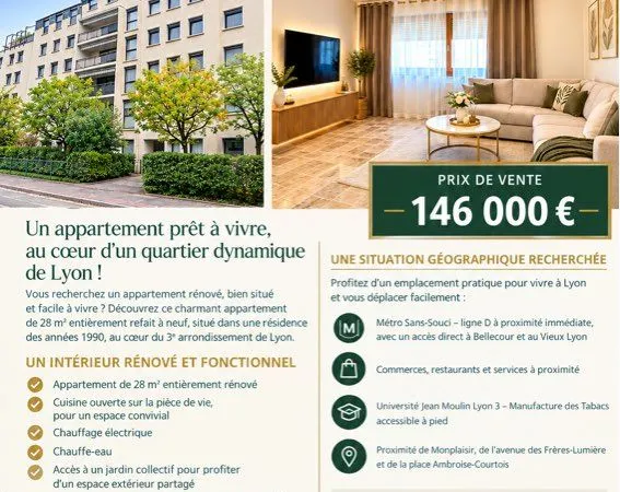 Appartement à vendre secteur sans souci 69003