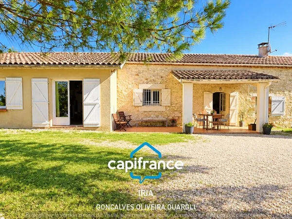 Maison en pierre de plain-pied 190m² - 4 chambres - terrain 2439 m² - LA SAUVETAT SUR LEDE (47)
