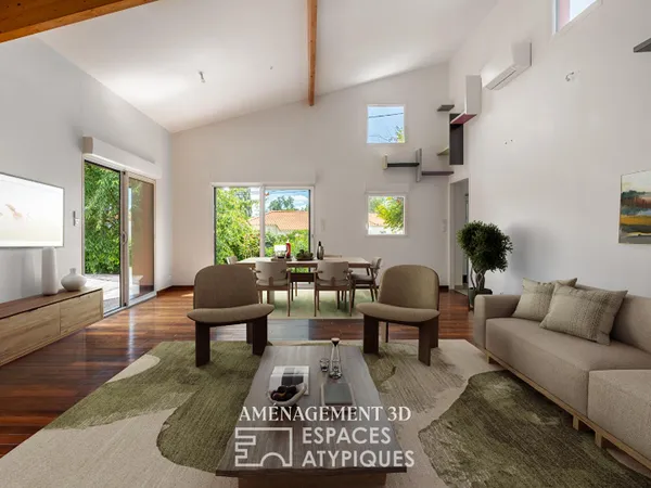 Maison en bois nichée dans un écrin au calme.