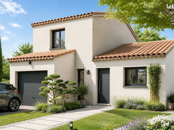 Maison neuve contemporaine 85 m² avec terrain viabilisé 288 m² à Perpignan - 3 chambres et garage