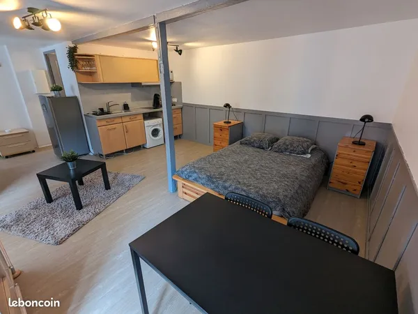 Libre le 1er novembre Studio meublé avec grande terrasse 27m2 calme et lumineux. Équipé lave linge e