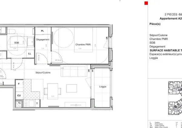 Appartement 2 pièces 44 m²