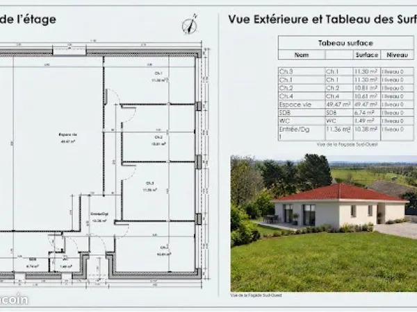 Limitrophe MEXIMIEUX , RAPAN, maison 114 m2 plain pied