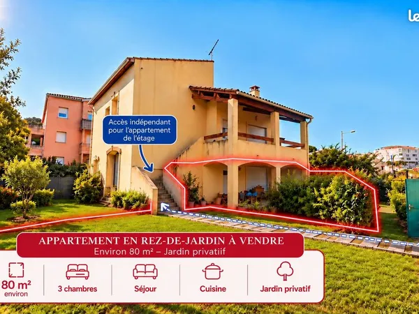 Appartement de 80 m² + jardin privatif 215 m² et tram à proximité