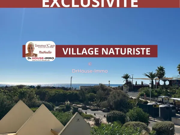 IMMO CAP NATHALIE - AU VILLAGE NATURISTE AU CAP D'AGDE TRES GRAND APPARTEMENT DE 40 M2 VUE MER- AVEC