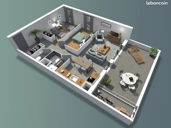 Appartement T3 avec terrasse et parking sous/sol