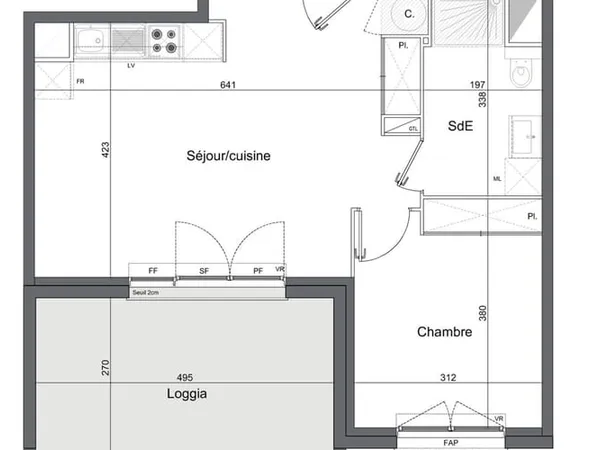 Appartement 2 pièces 45 m²