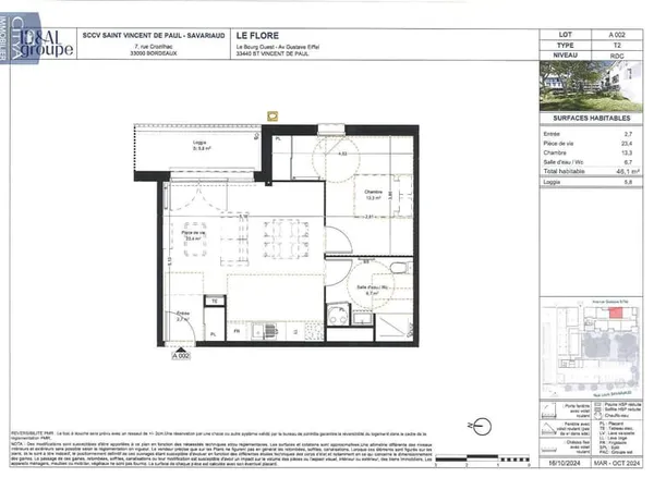 Appartement 2 pièces 46 m²