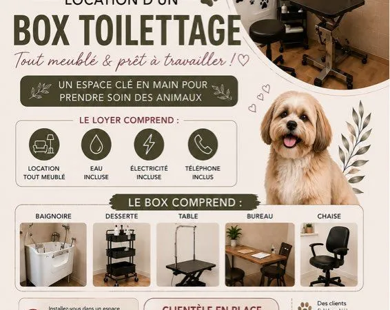 Location box toilettage tout équipé