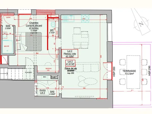 Appartement 2 pièces 42 m²