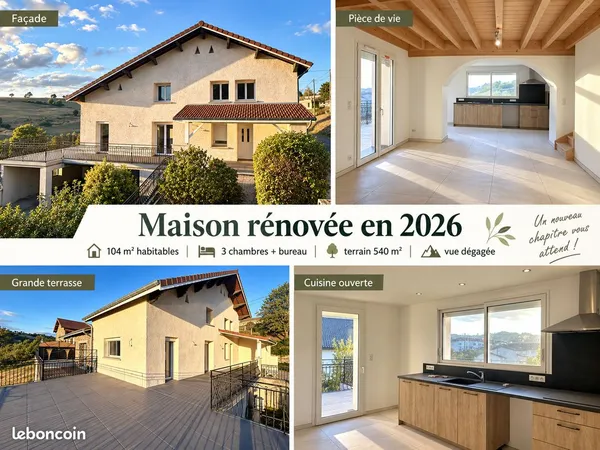 Maison clé en main refaite à neuf par professionnels sur plans d'architecte, jamais habitée 104m² + 