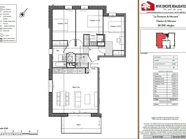 Appartement 4 pièces 83 m²