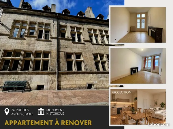 DOLE CENTRE - T3 de 73 m² avec parking + cave - Immeuble classé MH