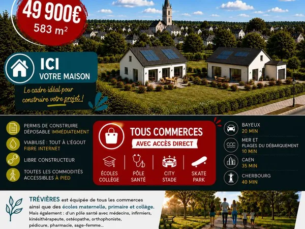 Trévières grands terrains à bâtir