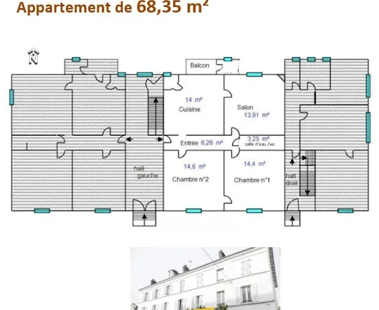 Appartement 3 pièces 68 m²