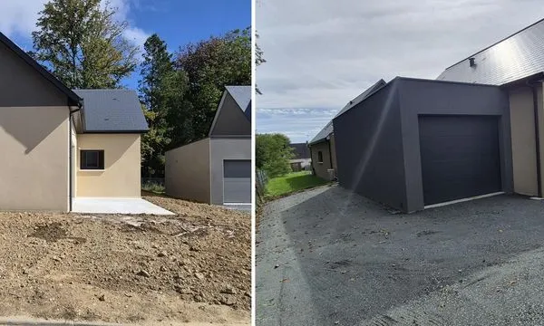 Maison nue ou meublée neuve 2 chambres avec jardin et grand garage à quelques pas du Centre ville d'