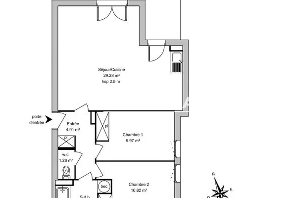 Appartement 3 pièces 61 m²