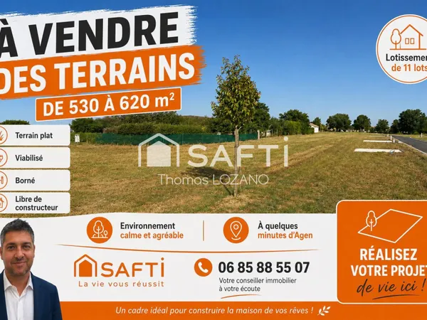Terrain a batir de 597 m2 Plat et viabilisé