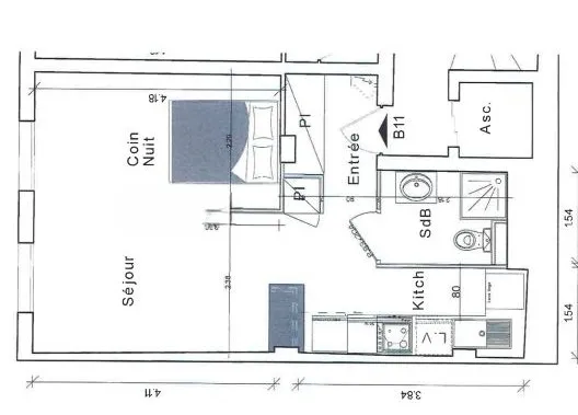 Loue T1 bis meublé 34.5m² Paris 17e