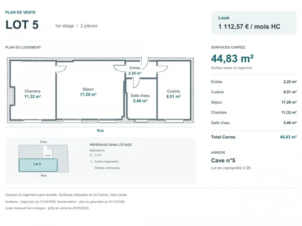 Vente Appartement 2 pièces