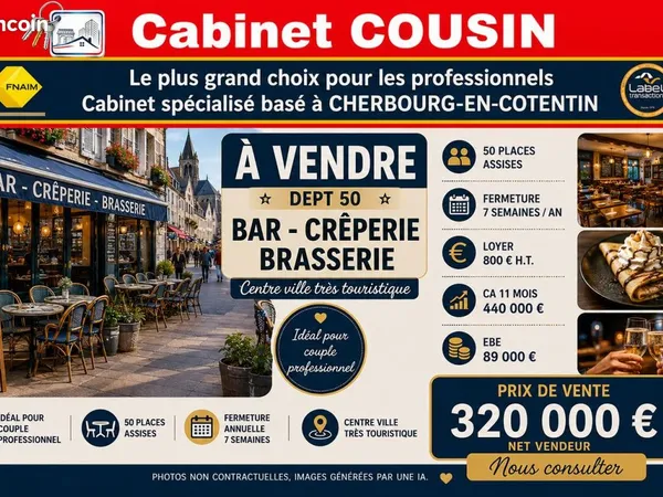 Fonds de commerce bar, brasserie Sainte Mere Eglise