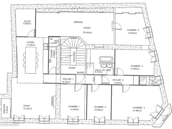 Appartement 168m2- 7 pièces (5 chambres) - balcon - Voiron centre