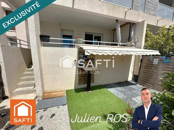 Sérignan - T2 avec terrasse couverte, jardin, parking privatif et Mer à proximité