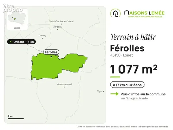 Terrain à bâtir 1 077 m² à Férolles