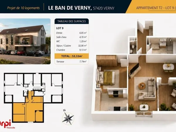 Appartement 2 pièces 53 m²