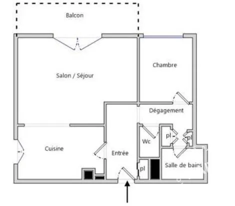 Appartement 2 pièces 56 m²